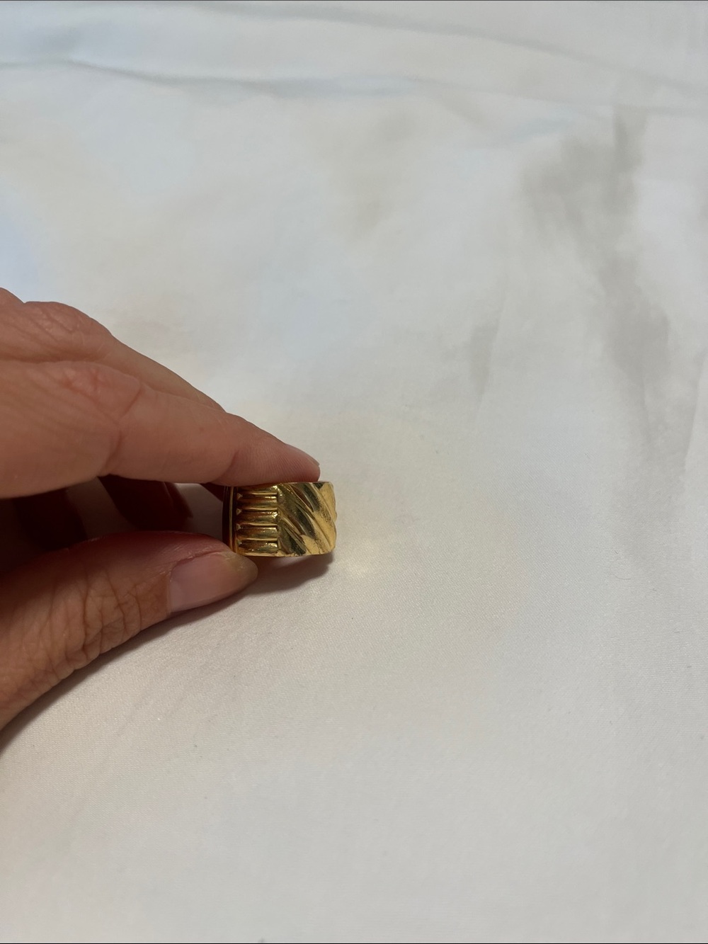 Classic Gold-Tone Textured Wide Band Ring - Women